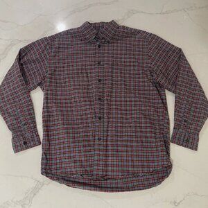 Eddie Bauer Button Down Shirt Men's M Long Sleeve Blue Red Plaid 100% Cotton